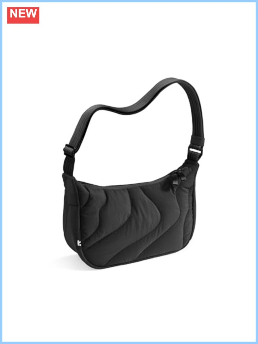 Quilted Nylon Puffer Sling Crossbody Bag Crescent Shoulder Purse